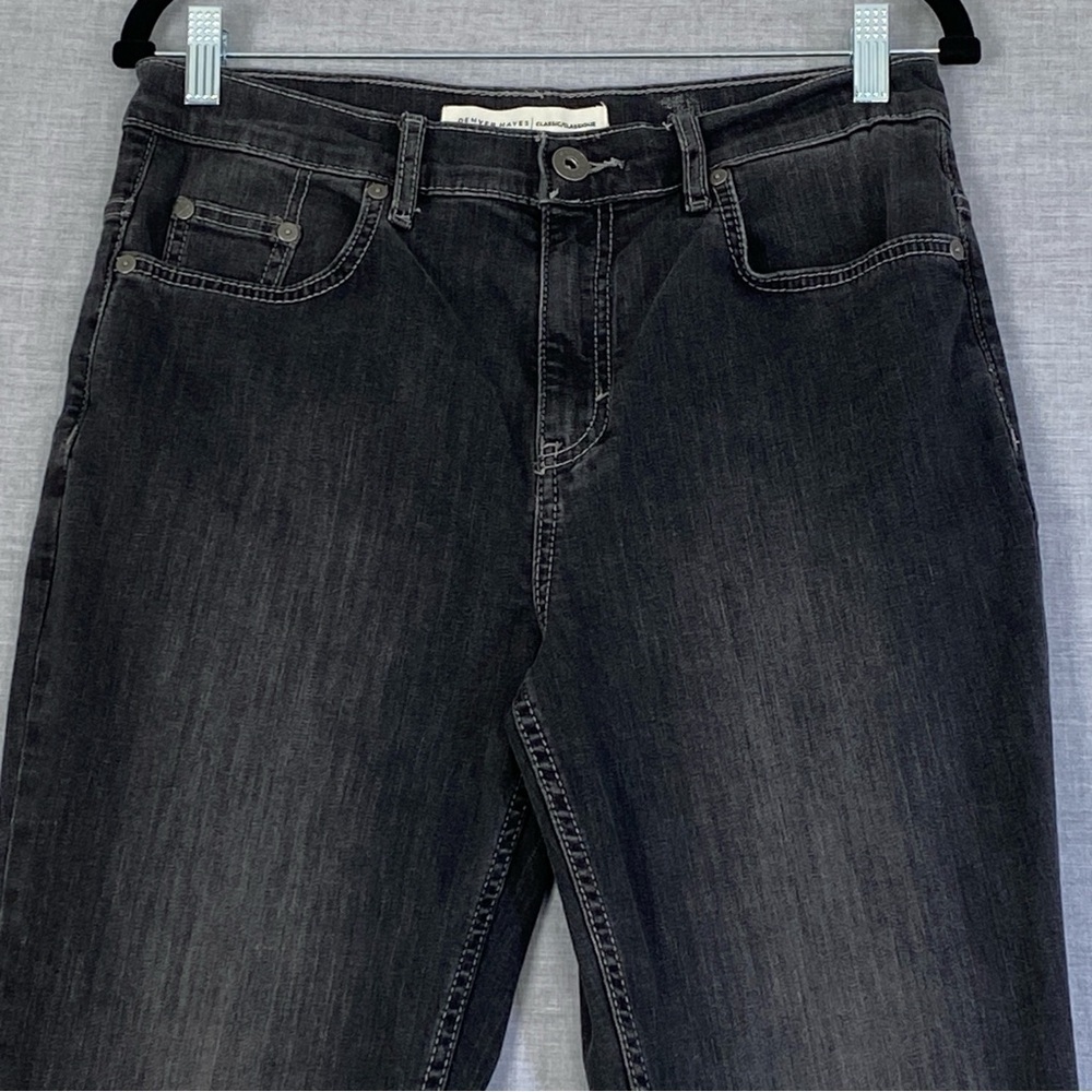 Denver Hayes Classic Jeans Mens 30W Black Denim Straight Leg Factory Fade - Picture 2 of 11